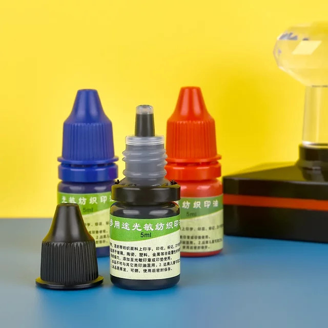 DIY Textilstempel Nachfülltinte für Stoff und Kleidung, 10 ml, Mehrfarbig - Bild 1