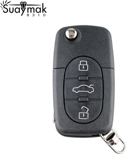 SUAYMAK CK Schlüsselgehäuse mit 3 Tasten und CR2032 Halter für Audi A1 A2 A3 A4 A6 A8 TT S2 S3 S4 S6, 5 Stück, schwarz - Bild 1
