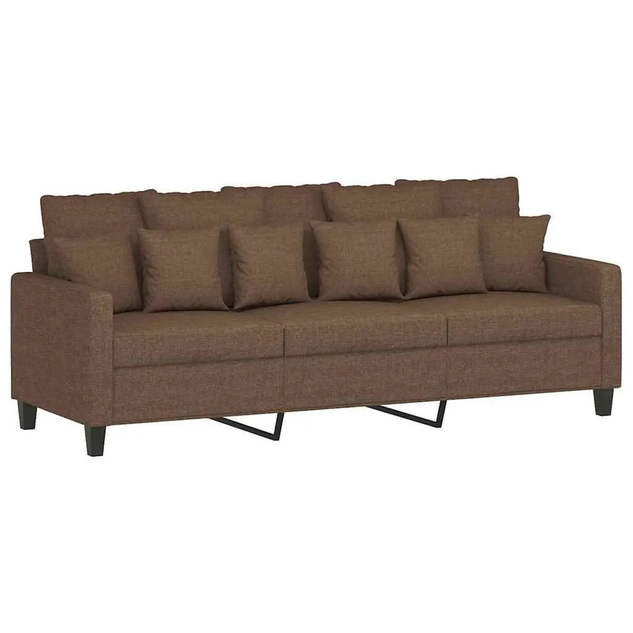 vidaXL 3-Sitzer-Sofa Braun Modern mit Stoffbezug und Metallrahmen B/T/H: 198 x 80 x 77 cm - Bild 2