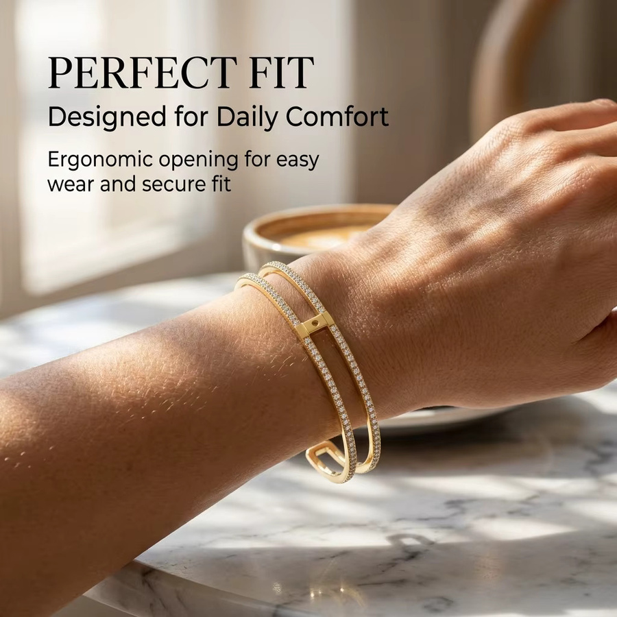 JP One Armreif Edelstahl, Gold, Zirkonia, Damen - Bild 2