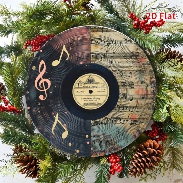 CIFBUY Metall-Wanddekoration Beats & Records, Multicolor, B/H: 20,3 x 20,3 cm, Vintage-Schallplattenschild mit Retro-Musiknote für drinnen und draußen - Bild 1