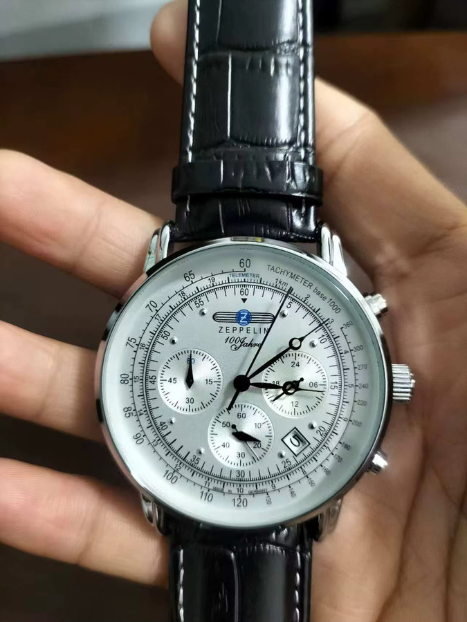 Zeppelin Armbanduhr, Quarz, Edelstahl, Leder, Silber, Herren - Bild 2