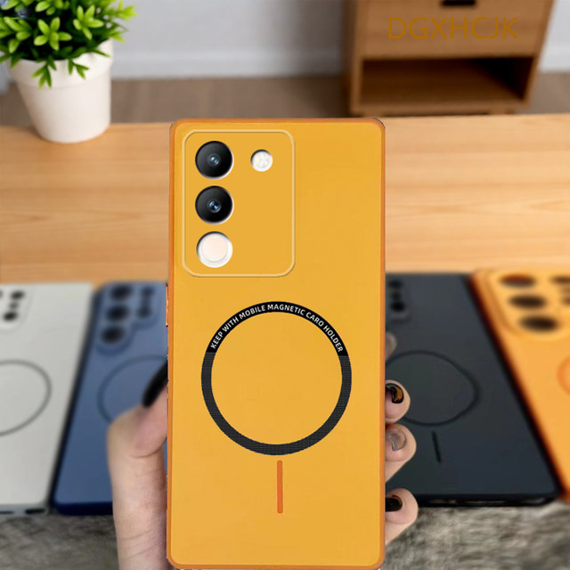 Stoßfeste magnetische Hartsilikon-Handyhülle für Vivo V29e, Vivo V30 Lite 5G und Vivo Y200 5G in Mehrfarbig/Orange - Bild 1