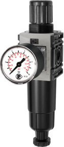 Riegler Filterregler FUTURA-mini mit Metallbehälter in Grau, manuelle Einstellung, Anschluss G 1/4, Druckbereich 0,5-8 bar - Bild 1