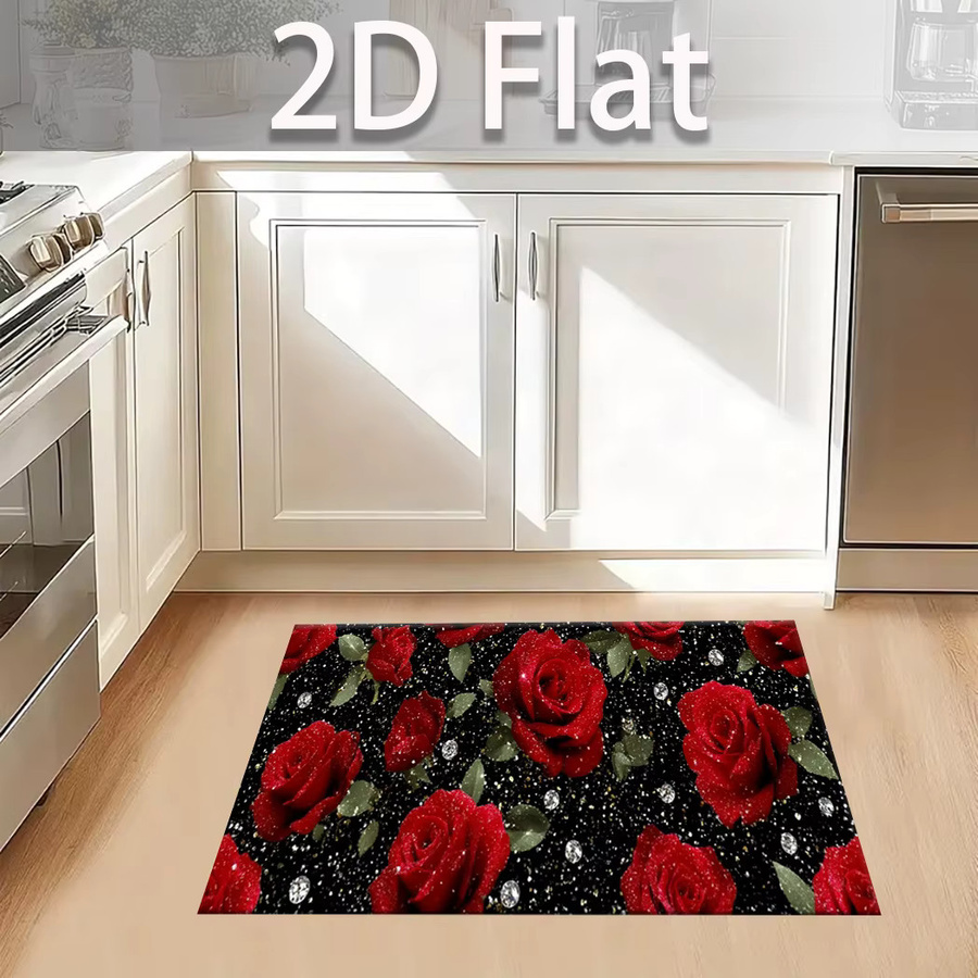 VIKAMA Druckteppich Crimson Rose für Wohnzimmer, Schlafzimmer und Küche - Bild 5