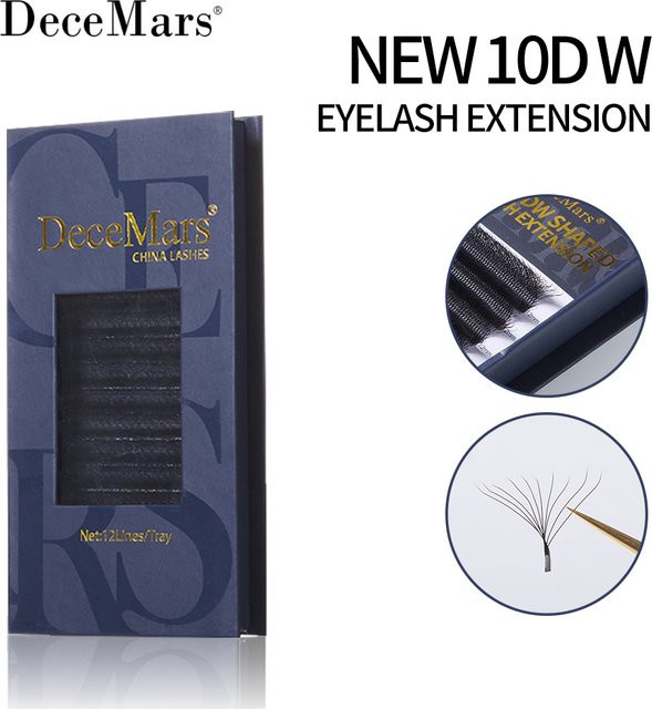 DeceMars Neue 10D W-förmige Wimpernverlängerung, 12 Linien pro Tablett - Bild 1