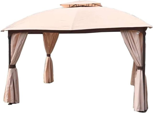 DELUKE Gartenpavillon HAMM aus Stahl und Polyester in Beige und Dunkelbraun - Bild 1