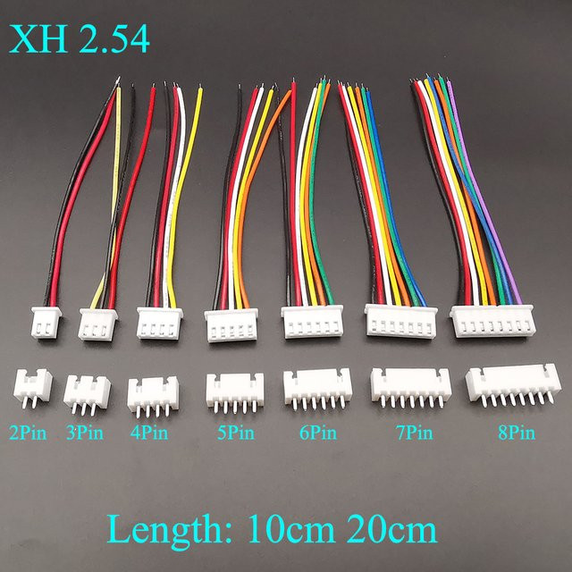 5 Sets XH JST Stecker Set mit 2,54mm Pitch und 26AWG Draht in verschiedenen Pin-Konfigurationen, Mehrfarbig - Bild 1