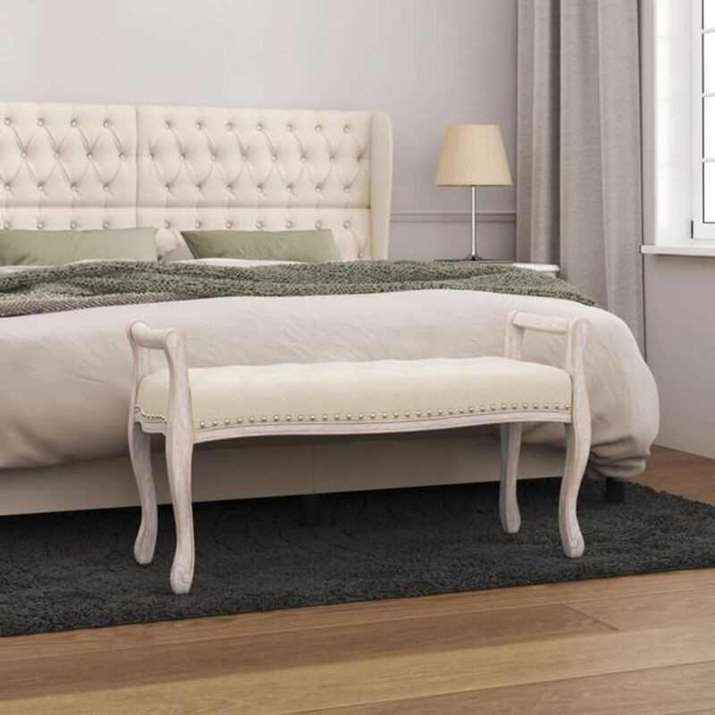 Klassische Sitzbank aus Leinen von vidaXL in Beige, B/T/H: 110 x 45 x 60 cm - Bild 1