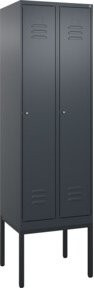 C+P Spind Classic PLUS Garderobenschrank aus Stahl, 2 Abteile, Anthrazit/Schwarz, H x B x T: 212 x 60 x 50 cm - Bild 1
