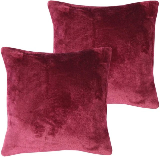 Bestlivings Dekokissen Kuschel Kissenbezug mit Reißverschluss, 2er Pack, Farbe: Lila, B/T: 50 x 50 cm - Bild 1