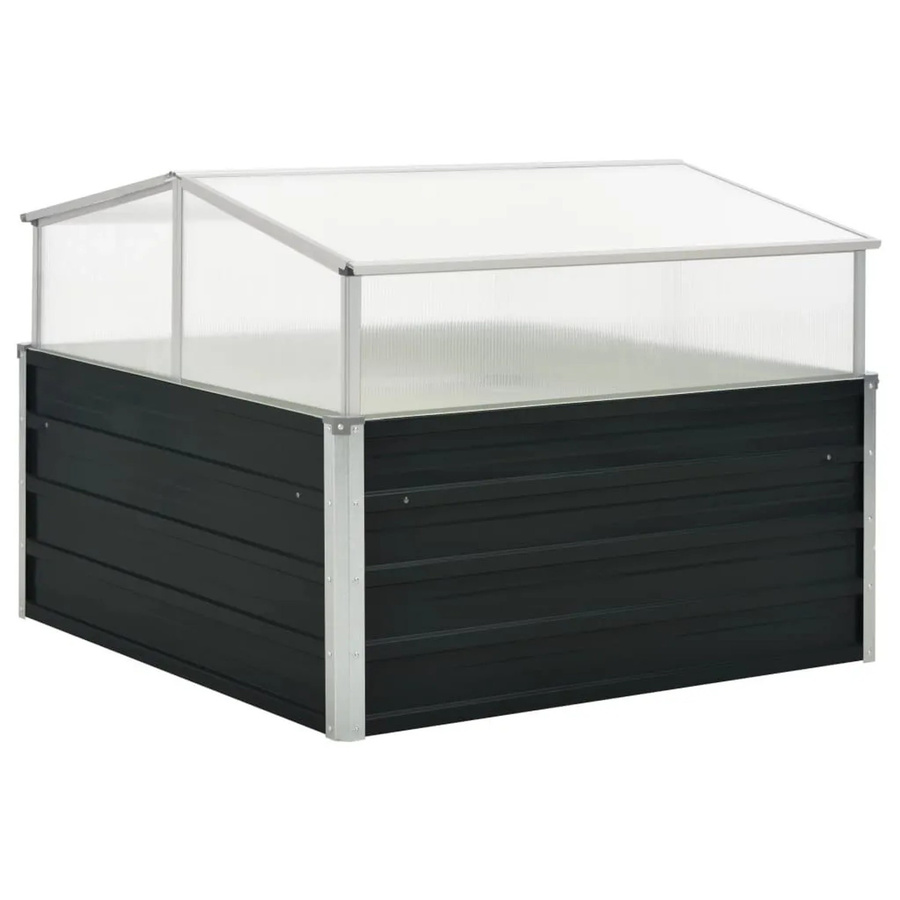 vidaXL Gewächshaus Anthrazit aus verzinktem Stahl und Polycarbonat B/T/H: 100 x 100 x 77 cm - Bild 2