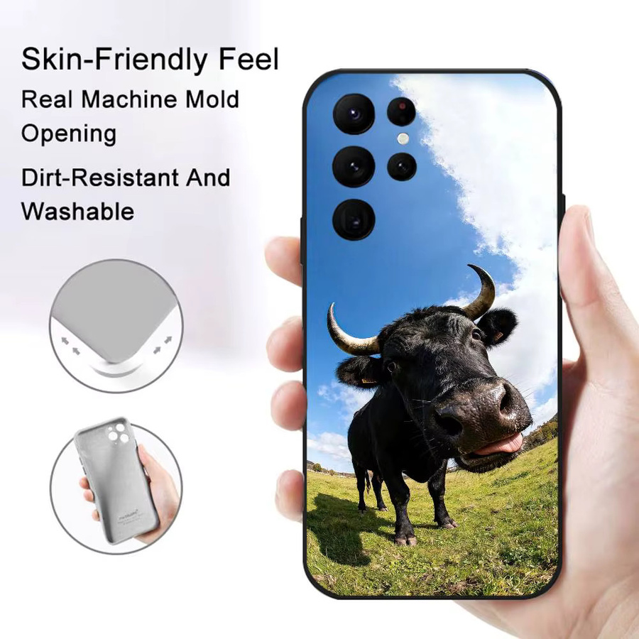 Handyhülle mit Alpakas, Rinder und Pferden für Samsung Galaxy S21 S22 S23 S24 S25 FE Plus in Schwarz und Multicolour - Bild 2