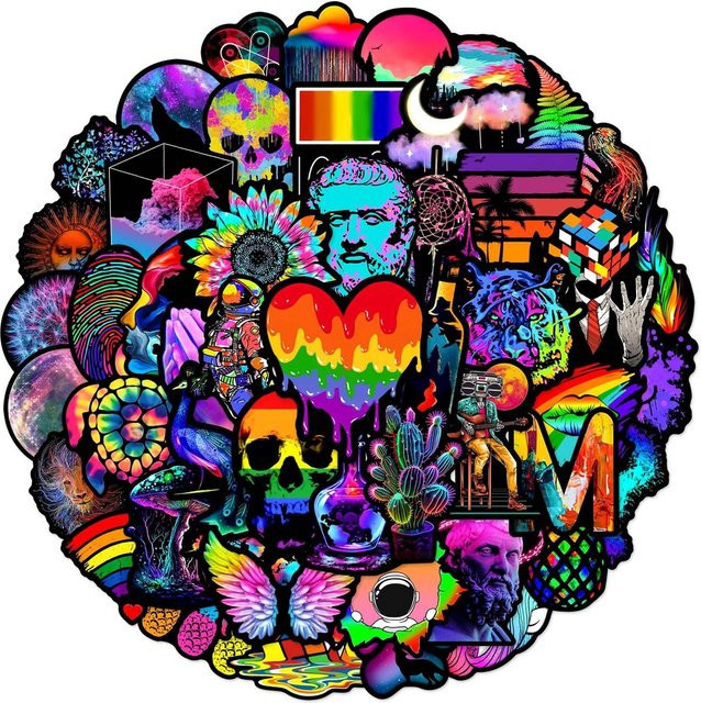 50 Stück bunte abstrakte Kunst-Graffiti-Aufkleber von Papery Pop Store für Laptop, Handyhülle und Gepäck - Bild 1