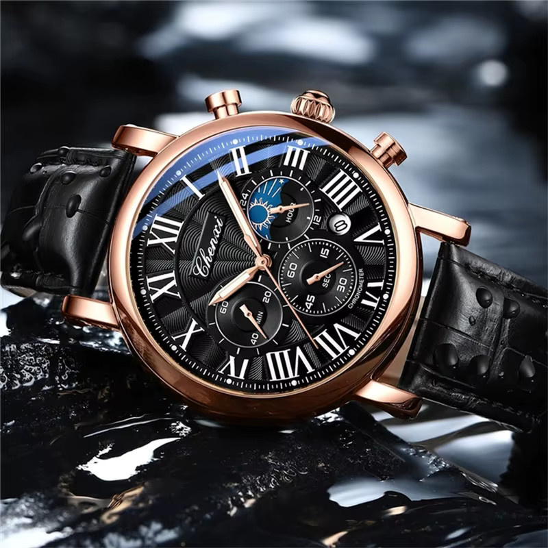 CHENXI Herren-Armbanduhr, Quarz, Leder, Datum, Analog - Bild 6