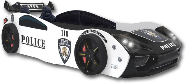 Aileenstore Autobett Police mit Sportsitzen als Spielbett für Kinder inklusive Lattenrost, B/T/H: 90 x 200 cm, multicolor - Bild 1