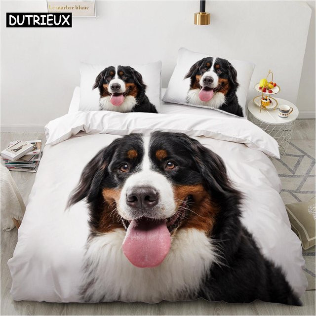 Binchi Outdoor Product 3D Hund Bettwäscheset aus Mikrofaser mit Motiv, Farbe: Weiß, B/H: 135 x 200 cm - Bild 1