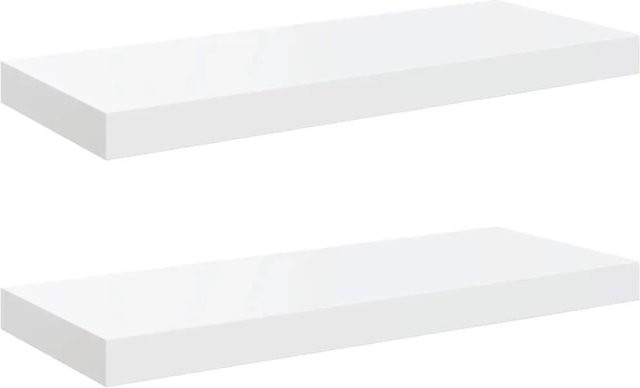 vidaXL Schweberegale 2er-Set in Hochglanz-Weiß, B/T/H: 60 x 23,5 x 3,8 cm - Bild 1