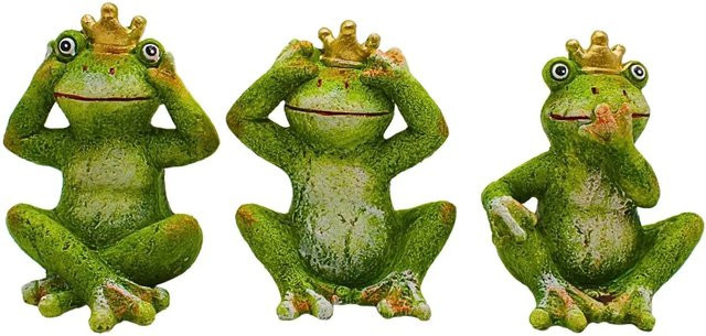 3er Set Keramik-Froschfiguren von Dekohelden24 in Grün, Teichfrösche für den Garten und Outdoor, B/H/T: 9 x 11 x 8 cm - Bild 1