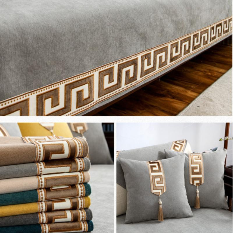 XIFEI Sofabezug aus Chenille im chinesischen Stil, rutschfeste Couchmatte für Sessel und Sofas, Farbe: Grau, Breite: 70 cm, Länge: 180 cm - Bild 2