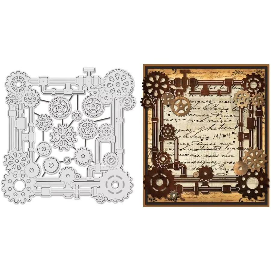 10 Stück Steampunk Stanzformen aus Metall in Silber für die Kartenherstellung mit Eckprägeschablonen und Rahmen-Vorlagen - Bild 7