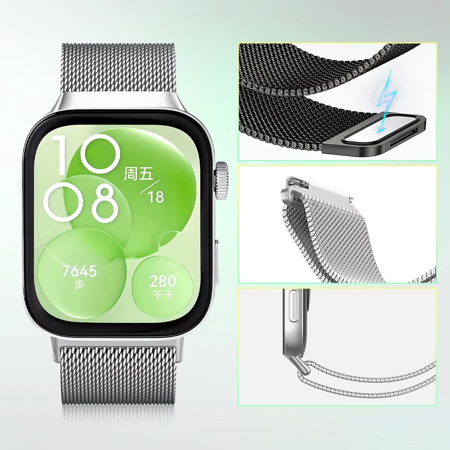 CAOWTAN Uhrenarmband Milanese Loop, Edelstahl, Silber, Unisex - Bild 3