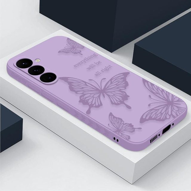 Schmetterlings-Silikonhülle für Samsung Galaxy S24 S23 S22 Ultra S21 S20 FE und weitere Modelle, Farbe: Purple - Bild 1