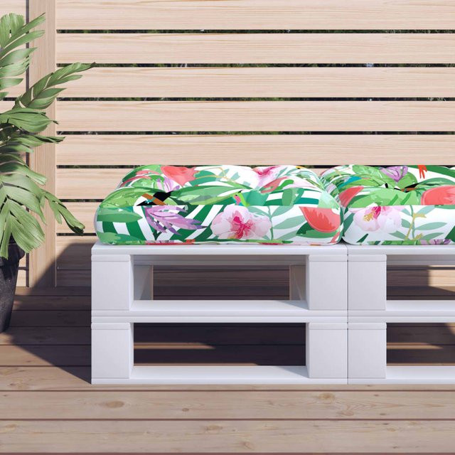 vidaXL Palettenkissen floral Mehrfarbig aus Oxford-Gewebe B/T/H: 58 x 58 x 10 cm - Bild 2