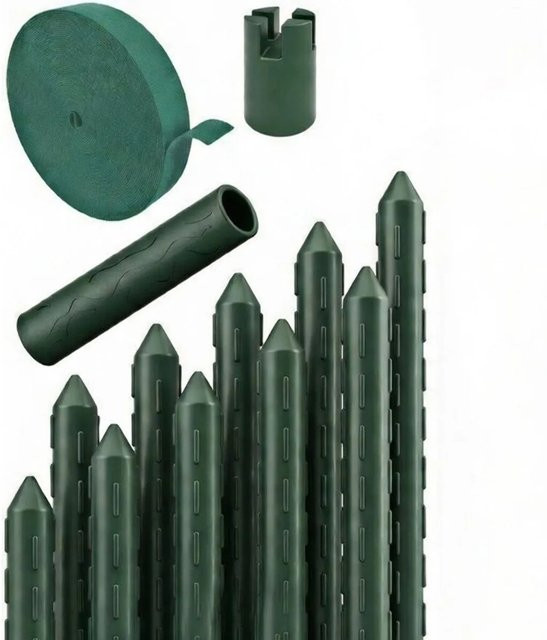 TTL GARDEN Rankstäbe 10er Set Grün, Kunststoffbeschichteter Stahlkern als Rankhilfe für Garten und Gewächshaus, Höhe: 240 cm - Bild 1