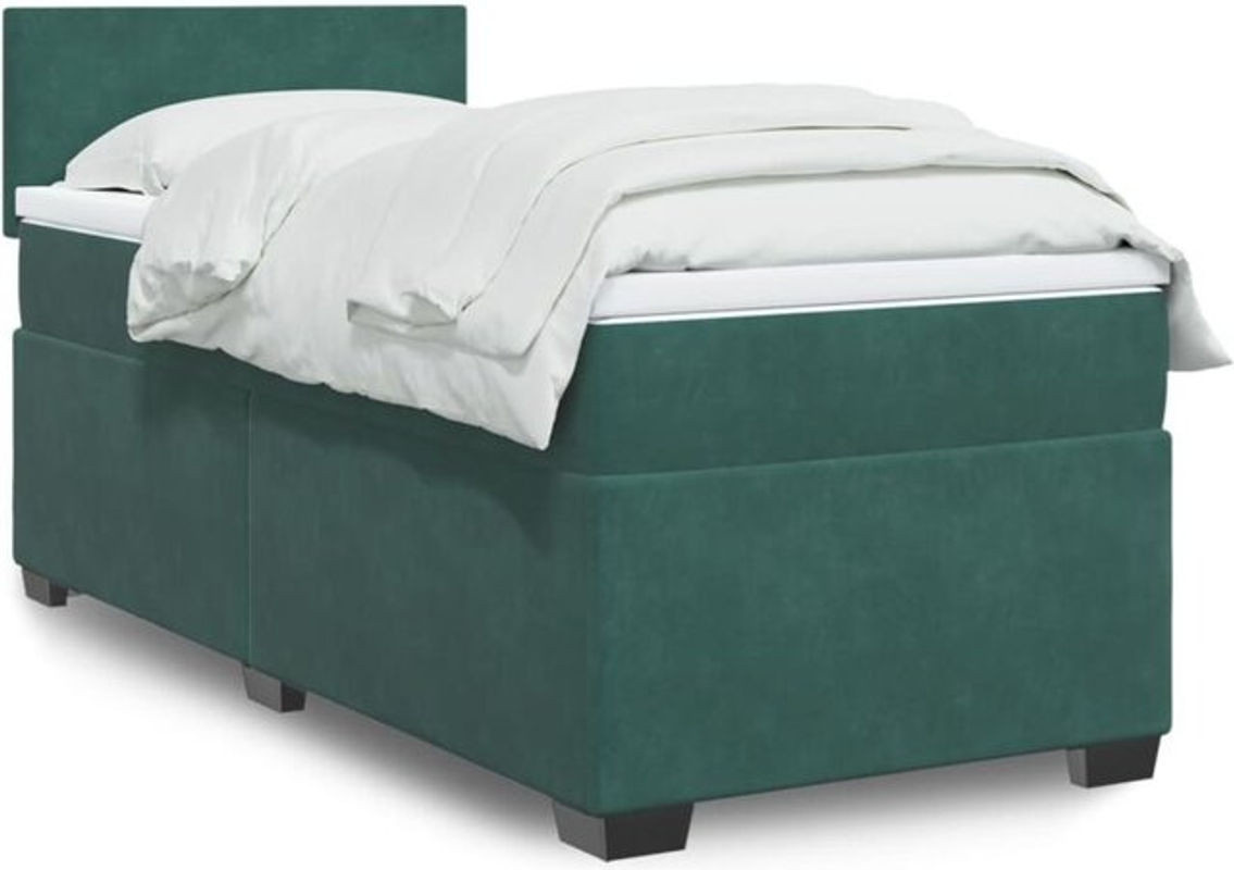 Vidaxl Boxspringbett mit Matratze aus Samt in Grün, B/T/H: 80 x 200 x 100,5 cm - Bild 1