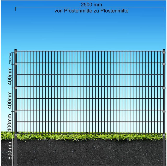 FA-Bausysteme Doppelstabzaun Anthrazit 8-6-8 Plättchen Höhe: 143 cm, Länge: 30 m - Bild 1