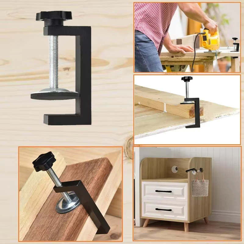 2er-Set tragbare C-Klemmen für die Holzbearbeitung in Schwarz, verstellbare C-Typ-Hardware-Vorrichtung für Schrankinstallationen und Schubladenbefestigung, Spannweite 10–57 mm - Bild 5