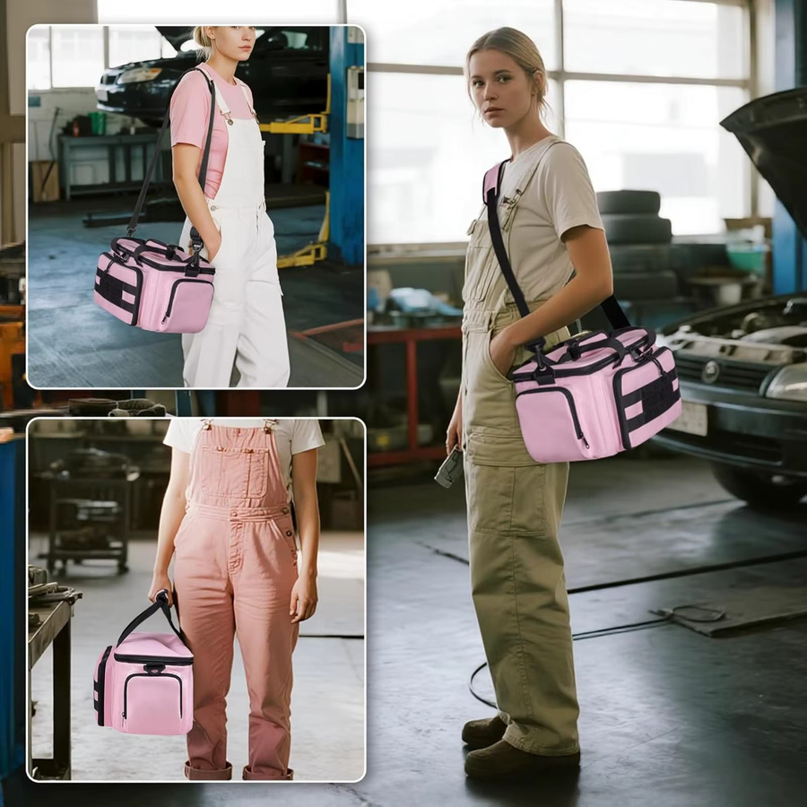 WIDEEP Werkzeugtasche für Damen in Pink mit Anti-Reibungs-Boden, Aufbewahrungsorganisator für Elektriker, Tischler und Handwerker, B/T/H: 32,5 x 18,3 x 18,0 cm - Bild 5