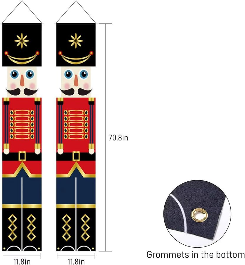 VIKAMA Nussknacker Weihnachtssoldat Weihnachtsdekoration als Banner für innen und außen, Multicolor, Höhe: 180 cm, Breite: 30 cm, Tiefe: 2 cm - Bild 2