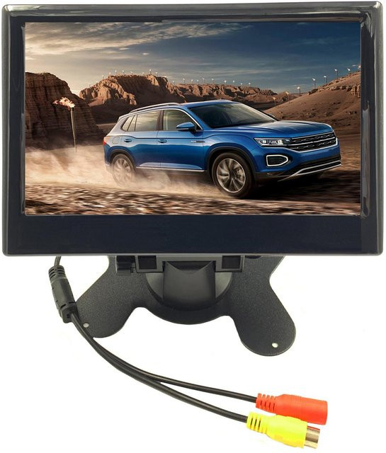 DIYelecs 7-Zoll Auto Rückfahrmonitor RH-705E in Schwarz mit 170 Grad Weitwinkel, HD Farb-LCD und Zwei-Wege-Videoeingang für 12 bis 24V, geeignet für LKW, Anhänger und Van - Bild 1