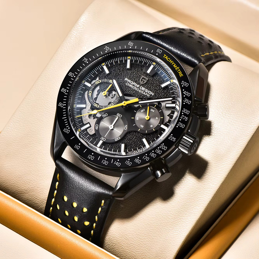 PAGANI DESIGN Chronograph, Quarz, Edelstahl, Saphirglas, Leder, Herren - Bild 4