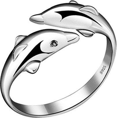 YULIN Doppel-Delfin-Liebesringe, Silber, Zirkonia, Damen - Bild 1