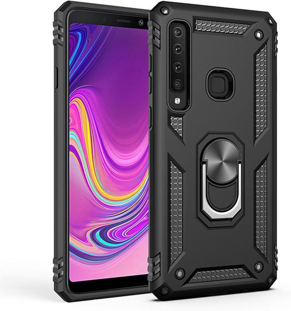 Samsung Handyhülle mit magnetischem Ring und Rüstungsschutz in Schwarz für Galaxy A6 A7 A8 A9 sowie J2 Pro J3 J5 J4 J6 Plus J7 - Bild 1