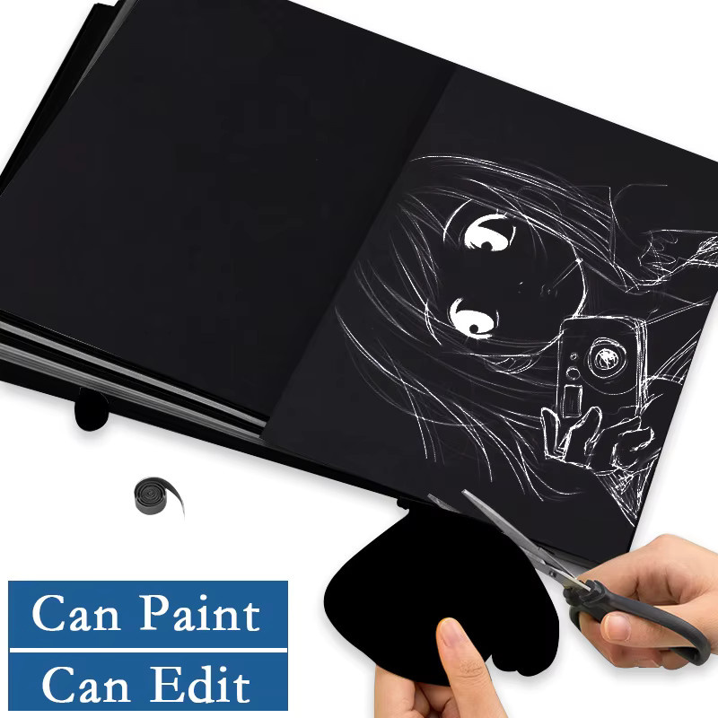 Tonpei Bastelkarton A4 Schwarz Matt 180g für DIY Origami und Aquarellmalerei - Bild 6