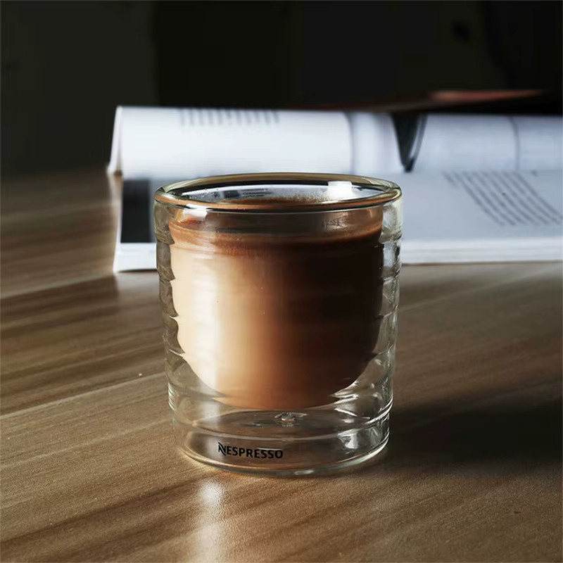 RSCHEF Espresso Tasse aus doppelwandigem Klarglas, stapelbarer isolierter Glasbecher, transparent, 85 ml - Bild 3