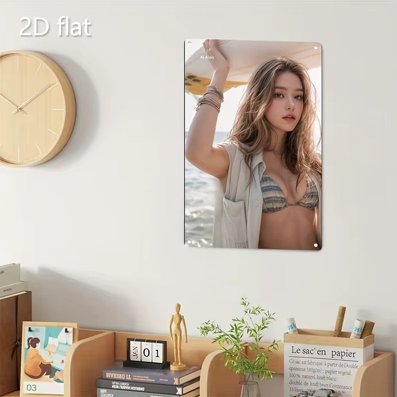 CIFBUY Vintage Wandkunst aus Metall mit Bikini-Strand-Motiv in Mehrfarbig, Rechteckiges Metallschild für Küstendekoration in Bar oder Café - Bild 4
