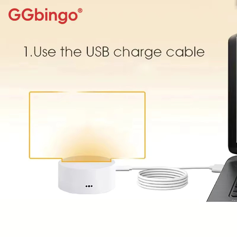 GGbingo LED-Nachrichtentafel Nachtlicht mit Stift, USB-wiederaufladbare kreative Notiztafel in Weiß mit warmweißem Licht für die Kinderzimmerdekoration - Bild 4