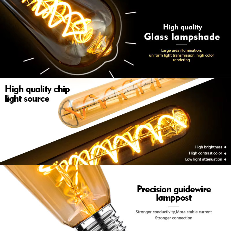 12er Set Reteo Edison LED Filament Lampen Vintage Spirale, E27, 4 W, transparent - Bild 2