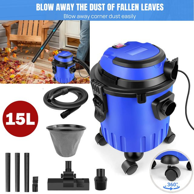 DayPlus Nass- und Trockensauger 15L in Blau mit 1500W Leistung, 19kPa Saugkraft, HEPA-Filter und Gebläsefunktion für Teppich und Hartböden - Bild 1