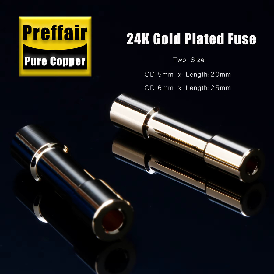 Preffair Ersatz-Audio-Sicherungsröhre aus reinem Kupfer, vergoldet, für CD-Verstärker, 5 x 25 mm oder 6 x 25 mm, Farbe: Gold - Bild 4