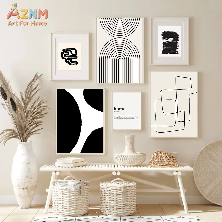 Kayou Abstraktes Wandkunst-Poster in Beige, Schwarz und Weiß – Minimalistisches Leinwandgemälde für deine Inneneinrichtung - Bild 2