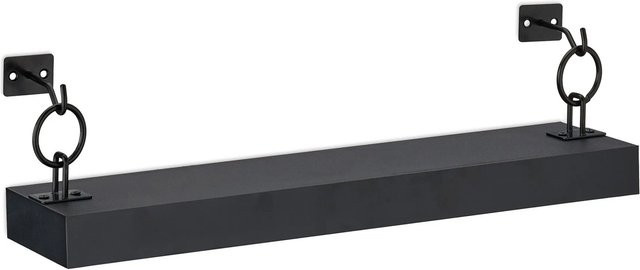 Relaxdays Wandregal 2er Set aus MDF und Eisen in Schwarz Matt, B/T/H: 48 x 13 x 12 cm - Bild 1