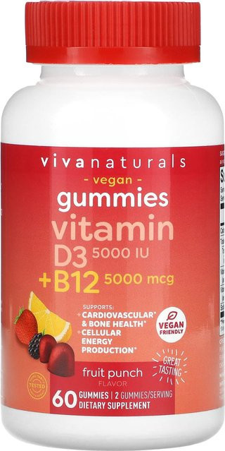 Viva Naturals Vitamin D3 + B12 Fruchtpunsch Fruchtgummi 60 Stück - Bild 1