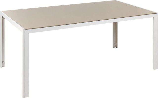 Beliani Gartentisch CATANIA in Beige und Weiss aus Glas und Metall, B/T/H: 160 x 91 x 71 cm - Bild 1