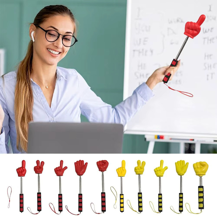 Roter Finger-Lesestab aus Edelstahl als Teleskopstange für Schule und Büro - Bild 2
